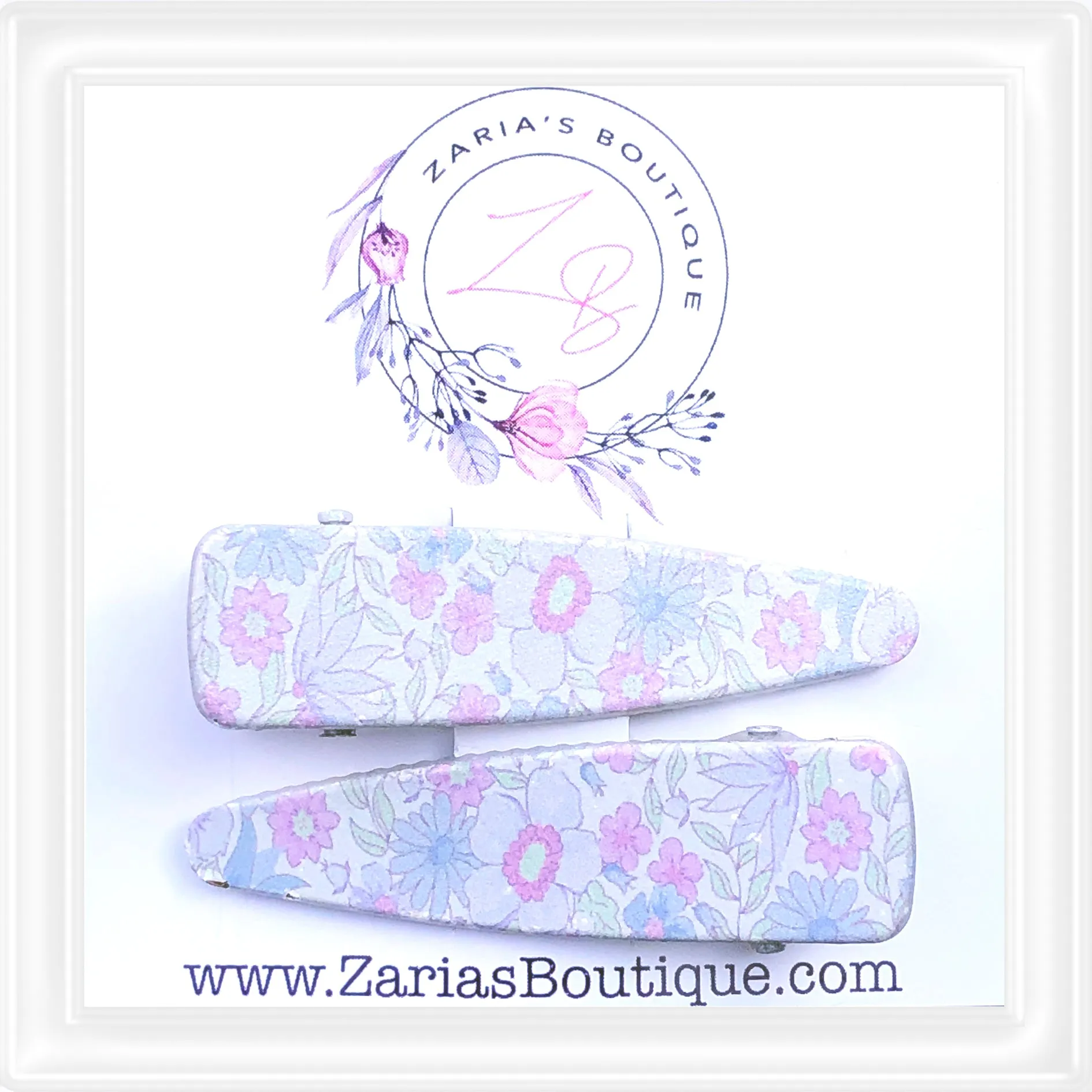 ⋅ EXCLUSIVE ⋅ Ditsy Floral Purple ⋅ Silver ⋅ Premium Hair Clips ⋅