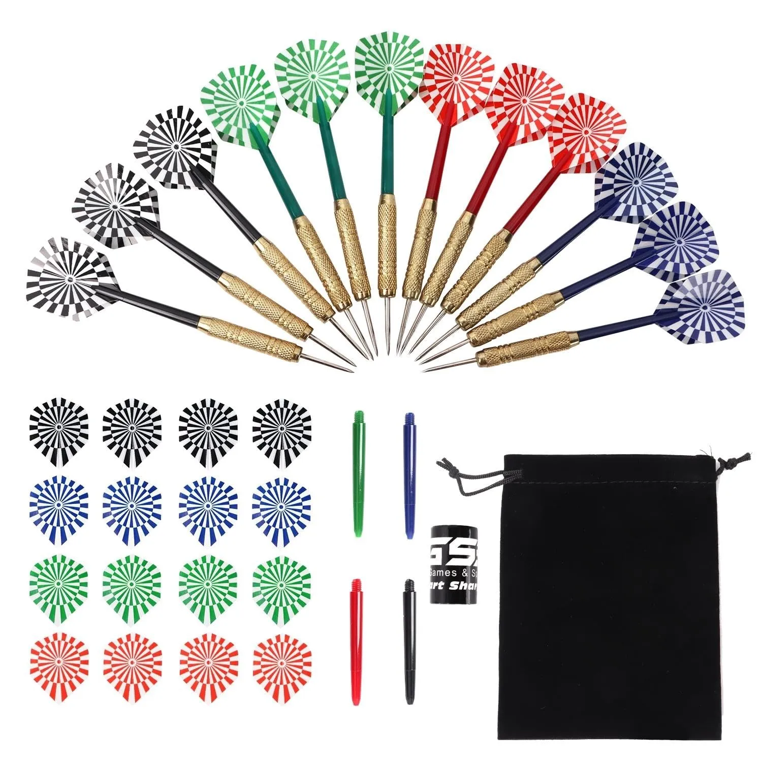 12-Pack 18 Grams eel Tip S for Board with Extra Flights Sharpener