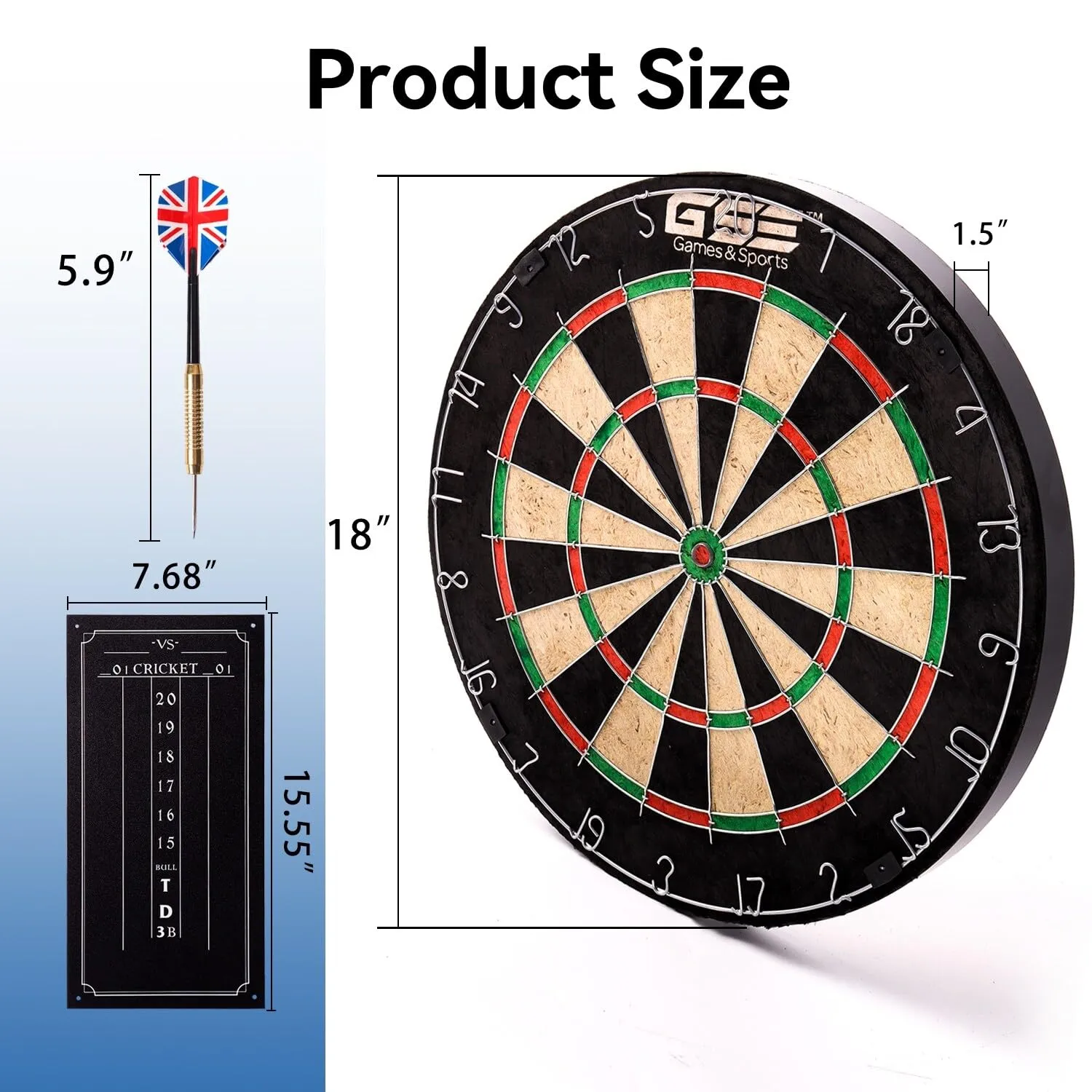 18" Regulation Size Bristle Board Game Set. Pro Board with Six 17
