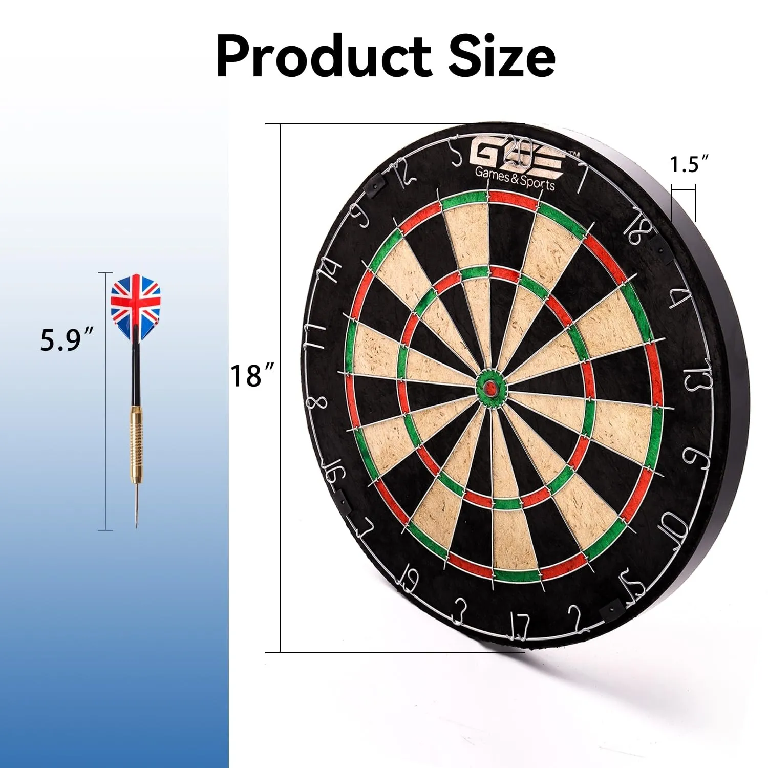 18" Regulation ze Bristle Board Game Set. Professional Board with