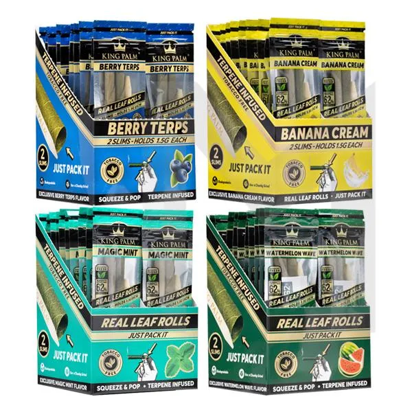 20 King Palm Flavoured Slim 1.5G Rolls - Display Pack