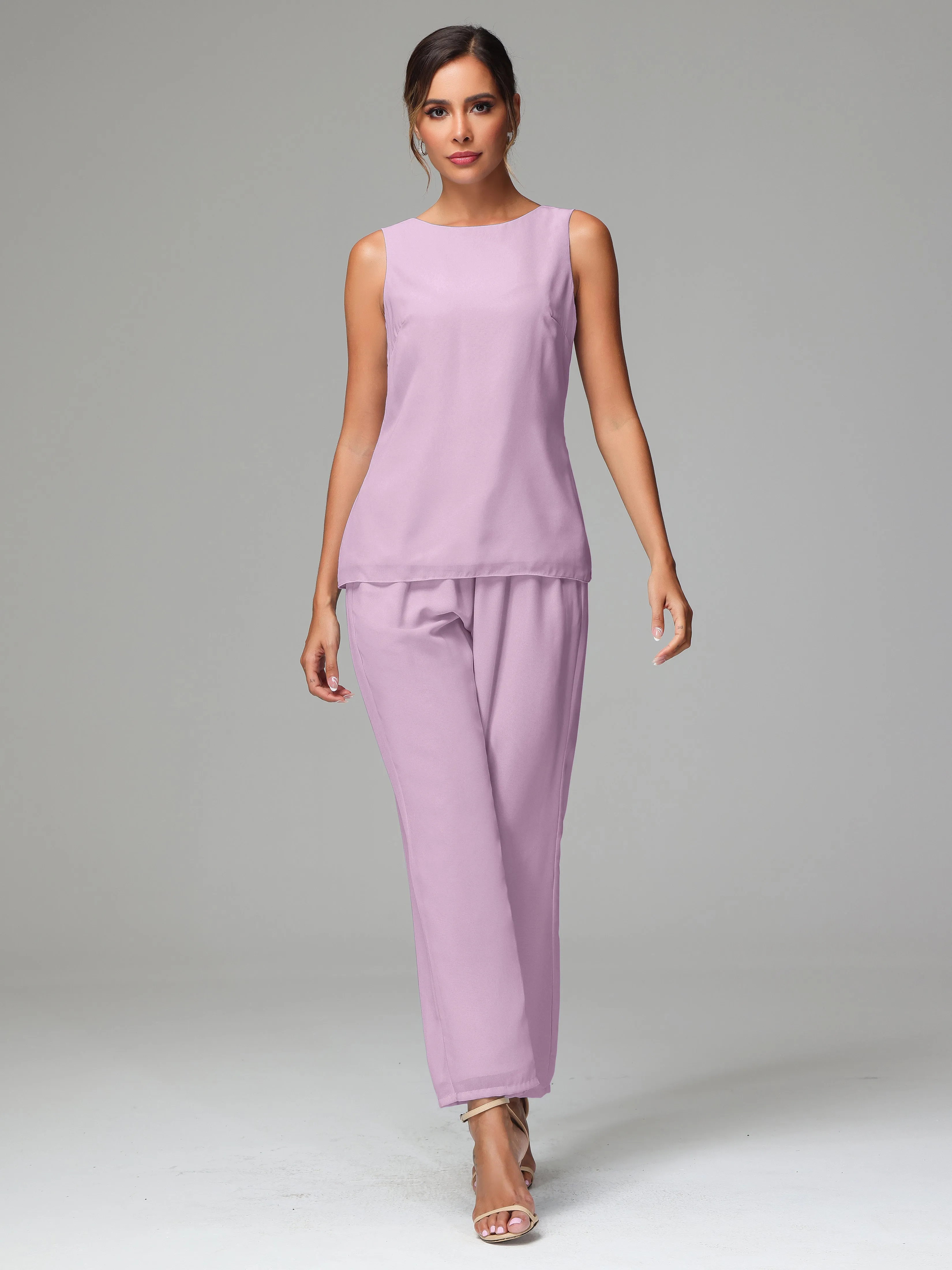 3 Pieces Chiffon Elegant Mother Of The Bride Dress Pants Suits