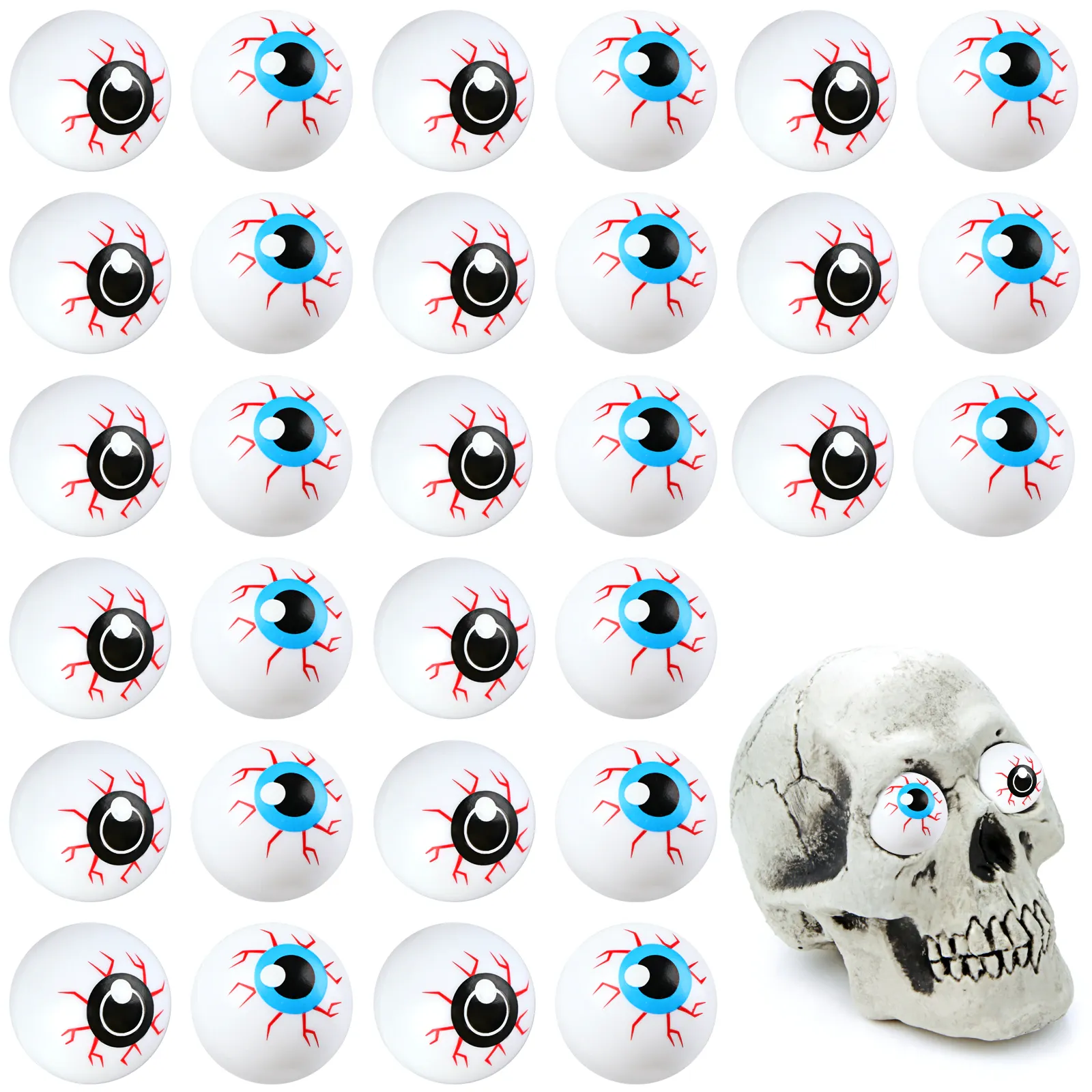 60PCS Plastic Halloween Eyeballs Scary Ping Pong for Cats, Kids Toys Decoration