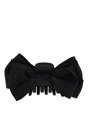 Agatha Black Satin Bow Jaw Clip