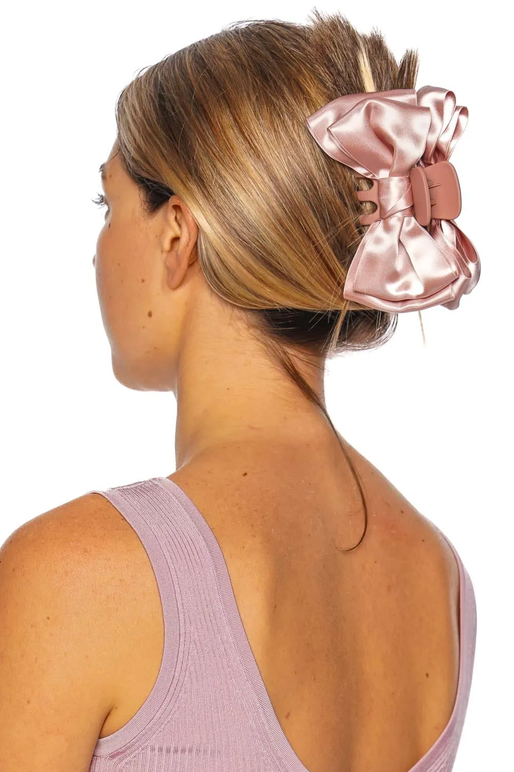 Agatha Rose Satin Bow Jaw Clip