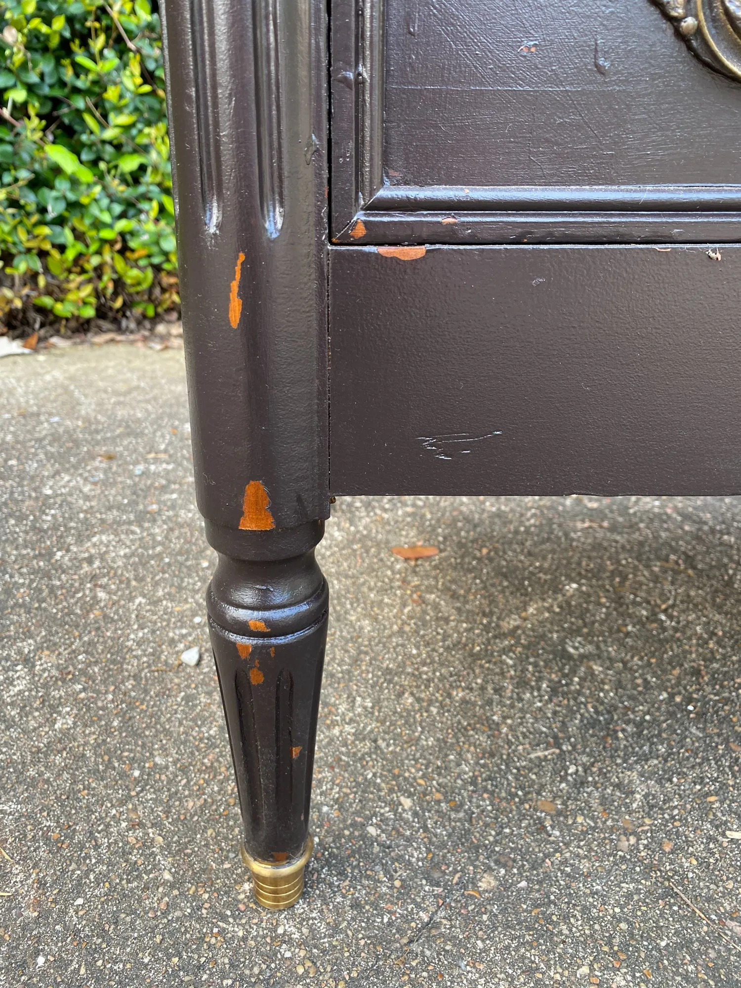 Antique French Three-Drawer Commode in Matte Black Painted Finish