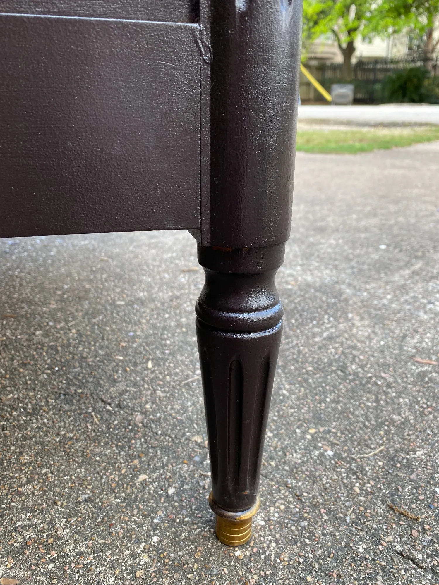 Antique French Three-Drawer Commode in Matte Black Painted Finish