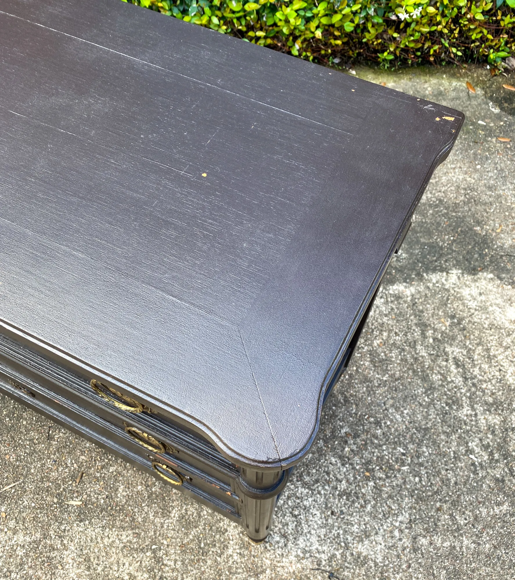 Antique French Three-Drawer Commode in Matte Black Painted Finish