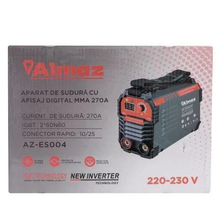 Aparat de Sudură Digital MMA 270, Invertor IGBT, Almaz AZ-ES004, 30-270A, 220V