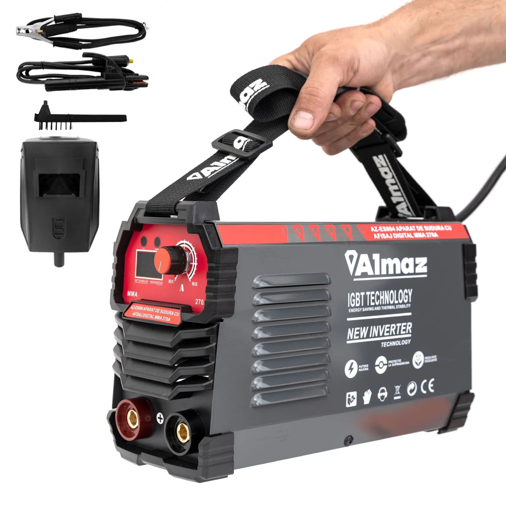 Aparat de Sudură Digital MMA 270, Invertor IGBT, Almaz AZ-ES004, 30-270A, 220V