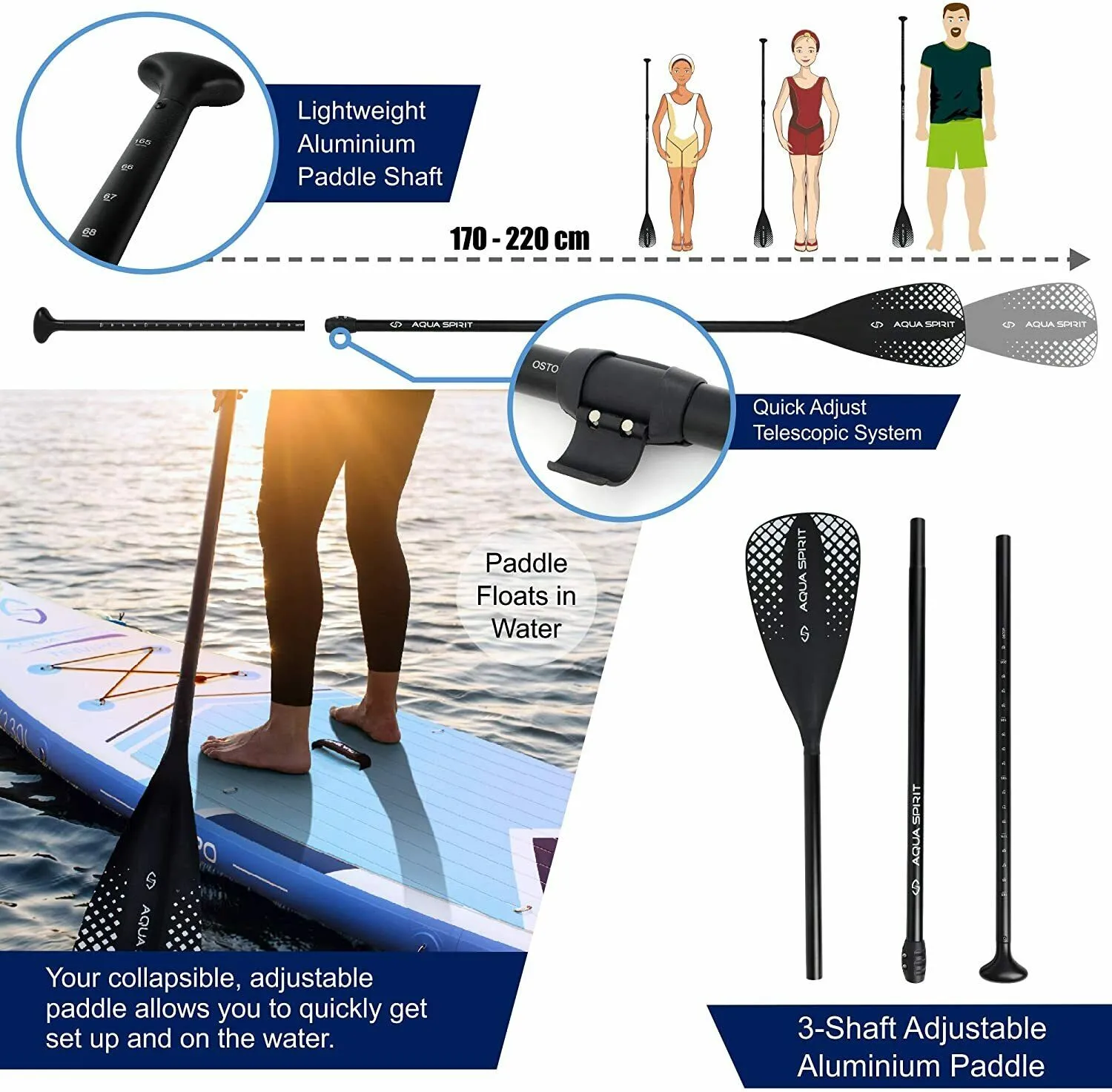 Aqua Spirit Tempo Blue 10FT iSUP Inflatable Stand up Paddle Board & Accessories