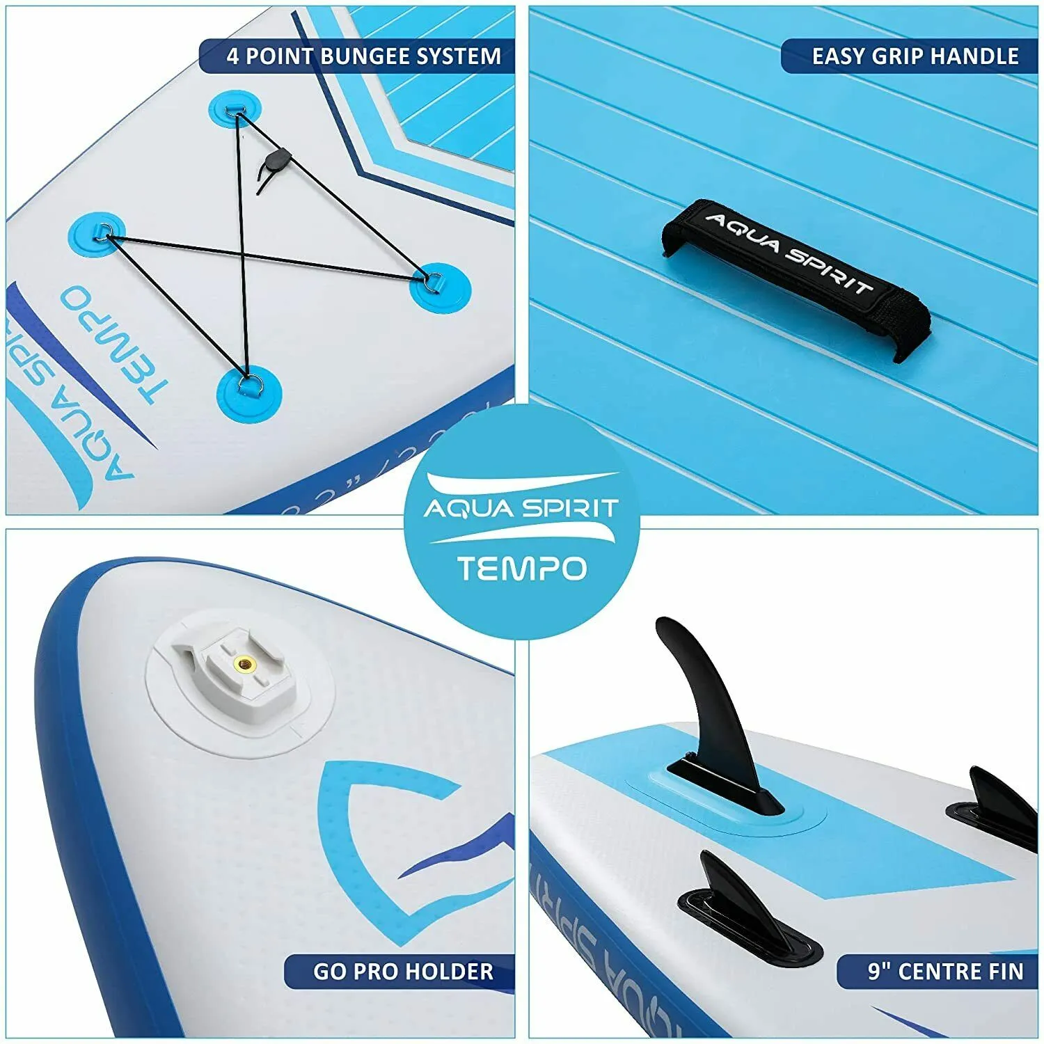 Aqua Spirit Tempo Blue 10FT iSUP Inflatable Stand up Paddle Board & Accessories