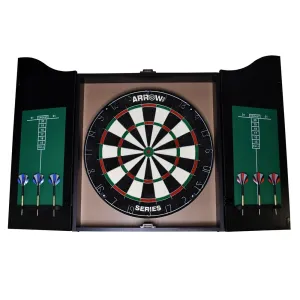 Arrow 180 High Quality Dartboard Set inc. Cabinet