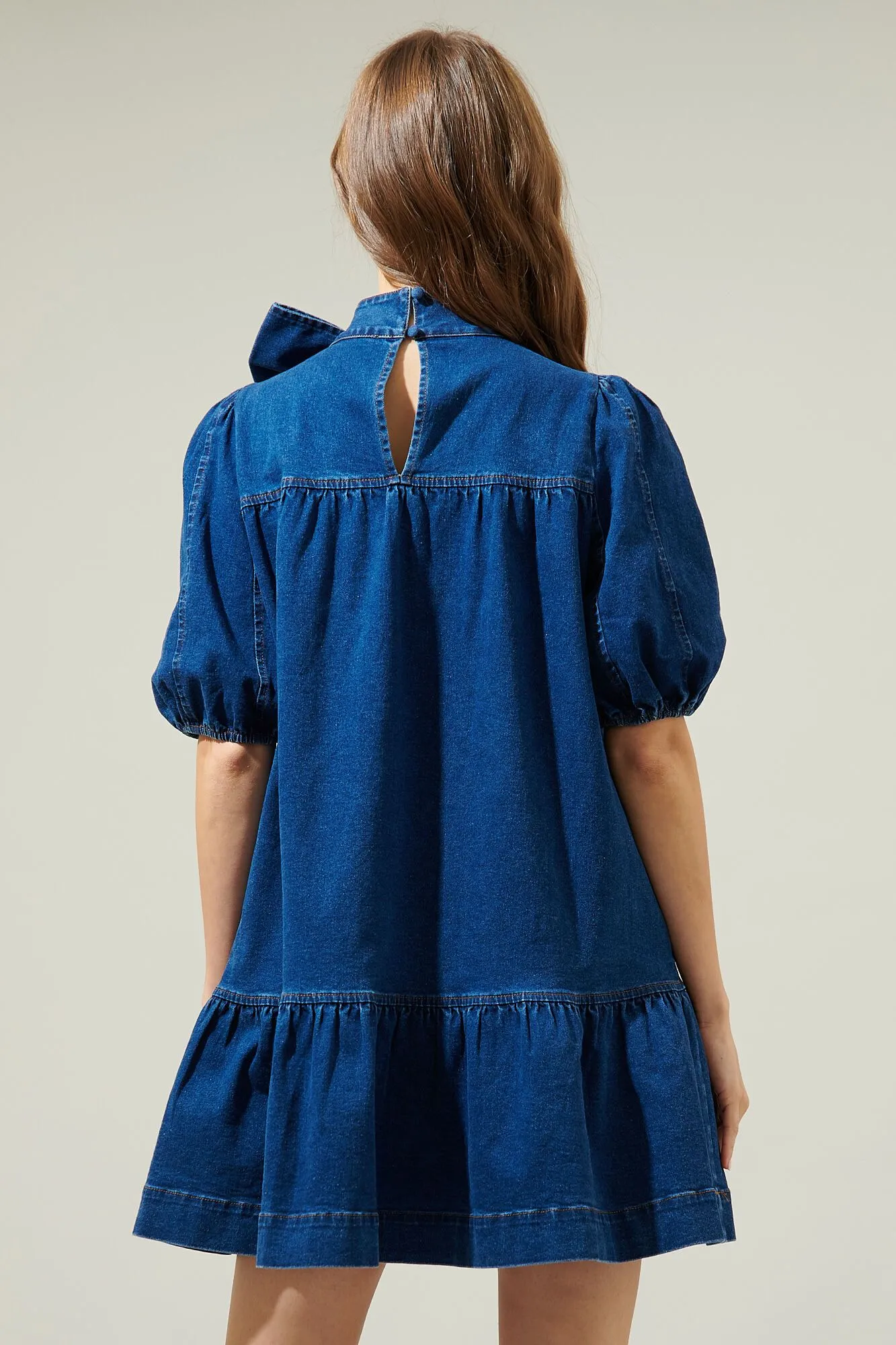 Aura Jacey Denim Bow Shift Dress