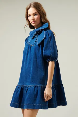 Aura Jacey Denim Bow Shift Dress