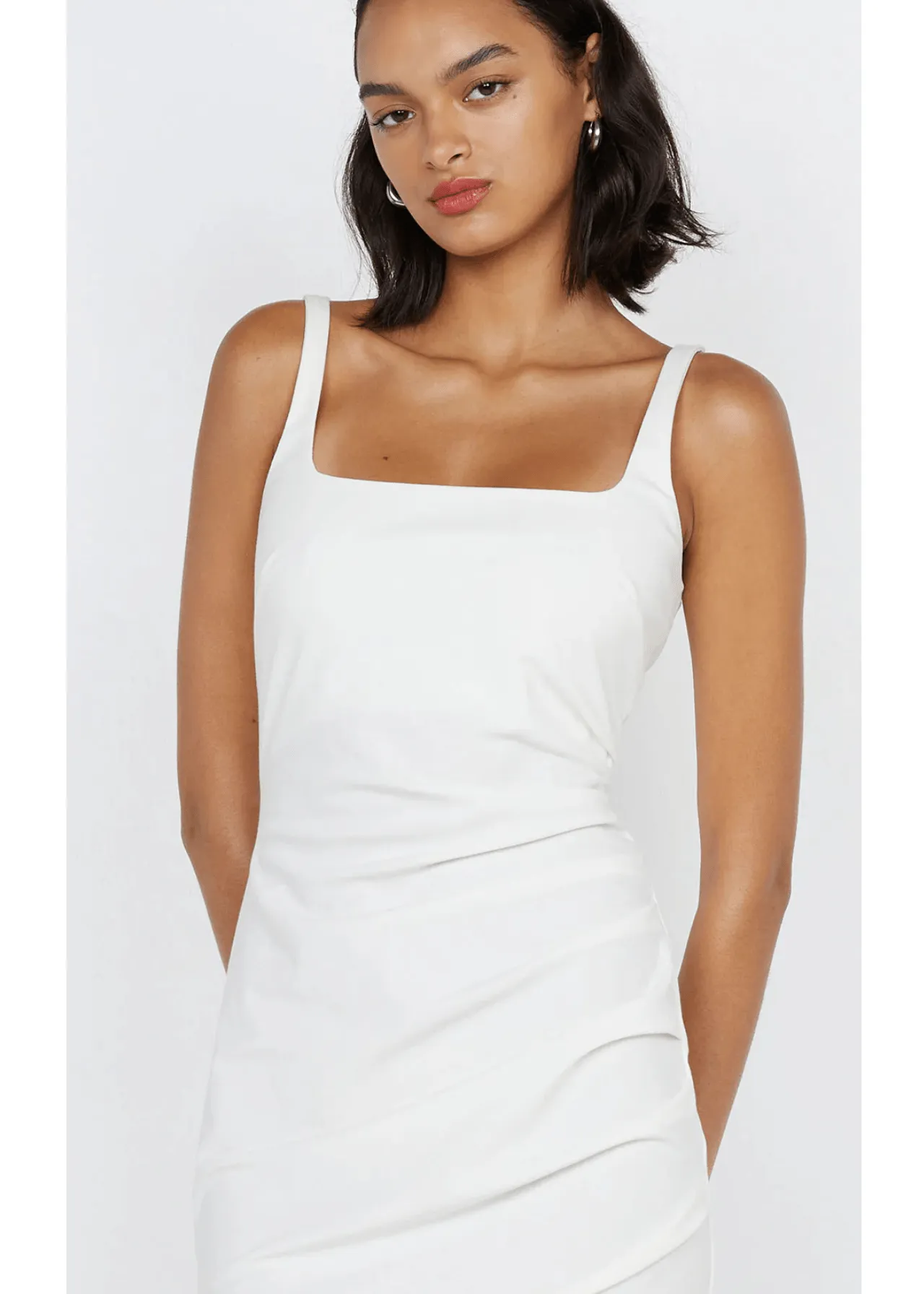 Aveline Tuck Midi Dress in White