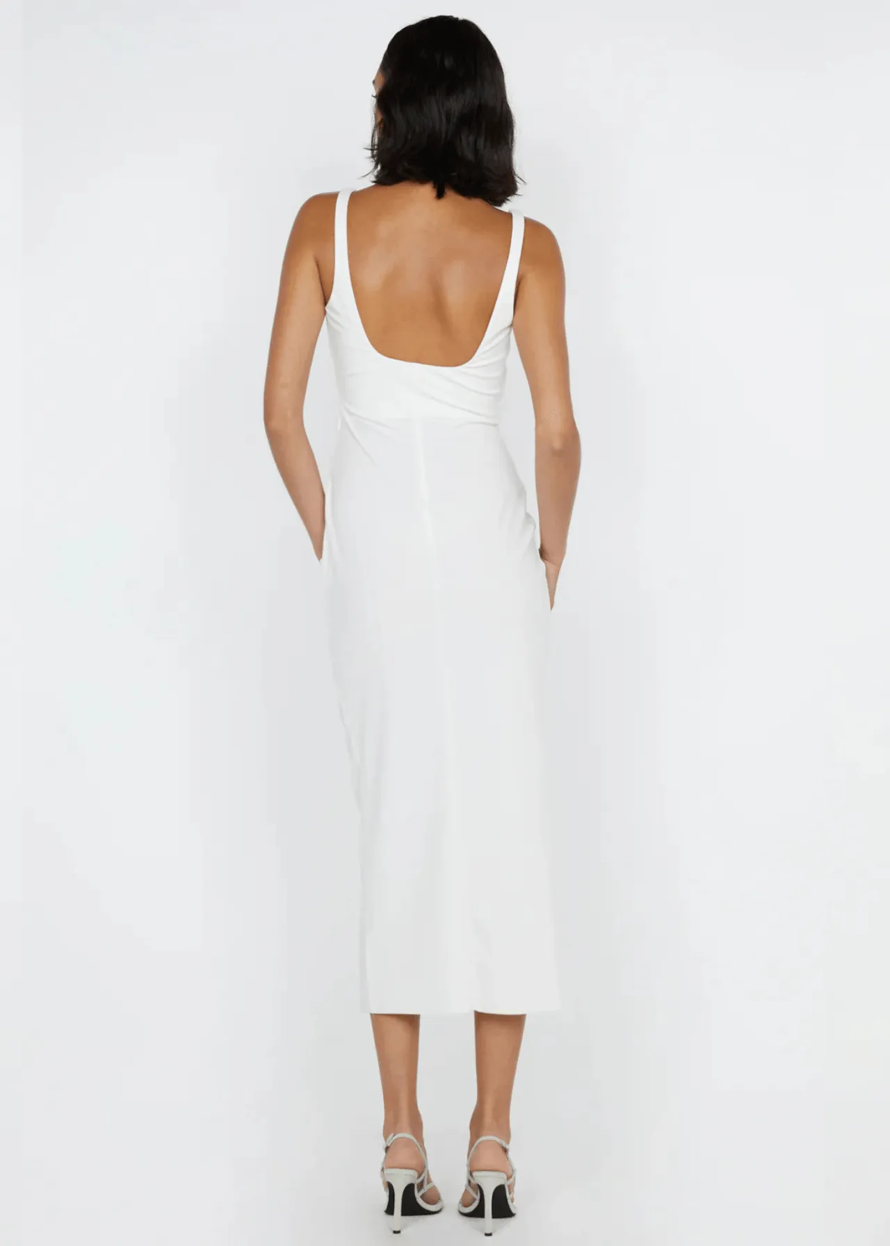 Aveline Tuck Midi Dress in White