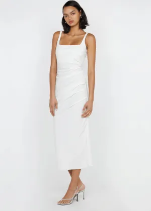 Aveline Tuck Midi Dress in White