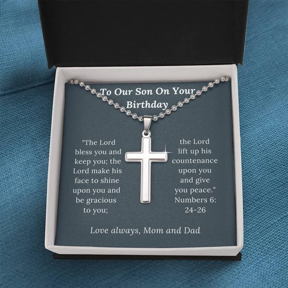 Birthday Gift for Son Love Mom & Dad - Artisan Crafted Cross Necklace
