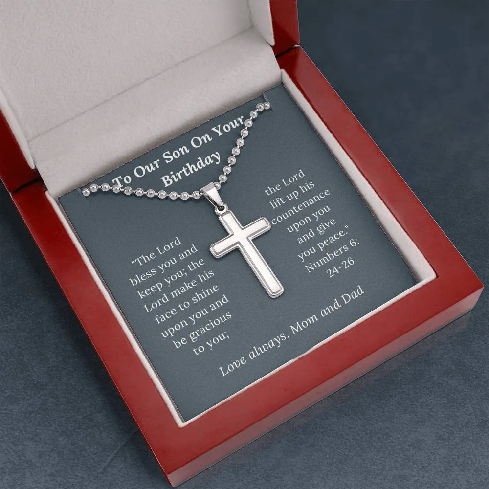 Birthday Gift for Son Love Mom & Dad - Artisan Crafted Cross Necklace
