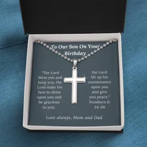 Birthday Gift for Son Love Mom & Dad - Artisan Crafted Cross Necklace