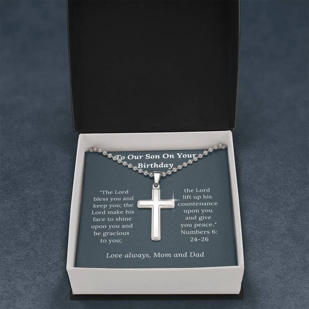 Birthday Gift for Son Love Mom & Dad - Artisan Crafted Cross Necklace