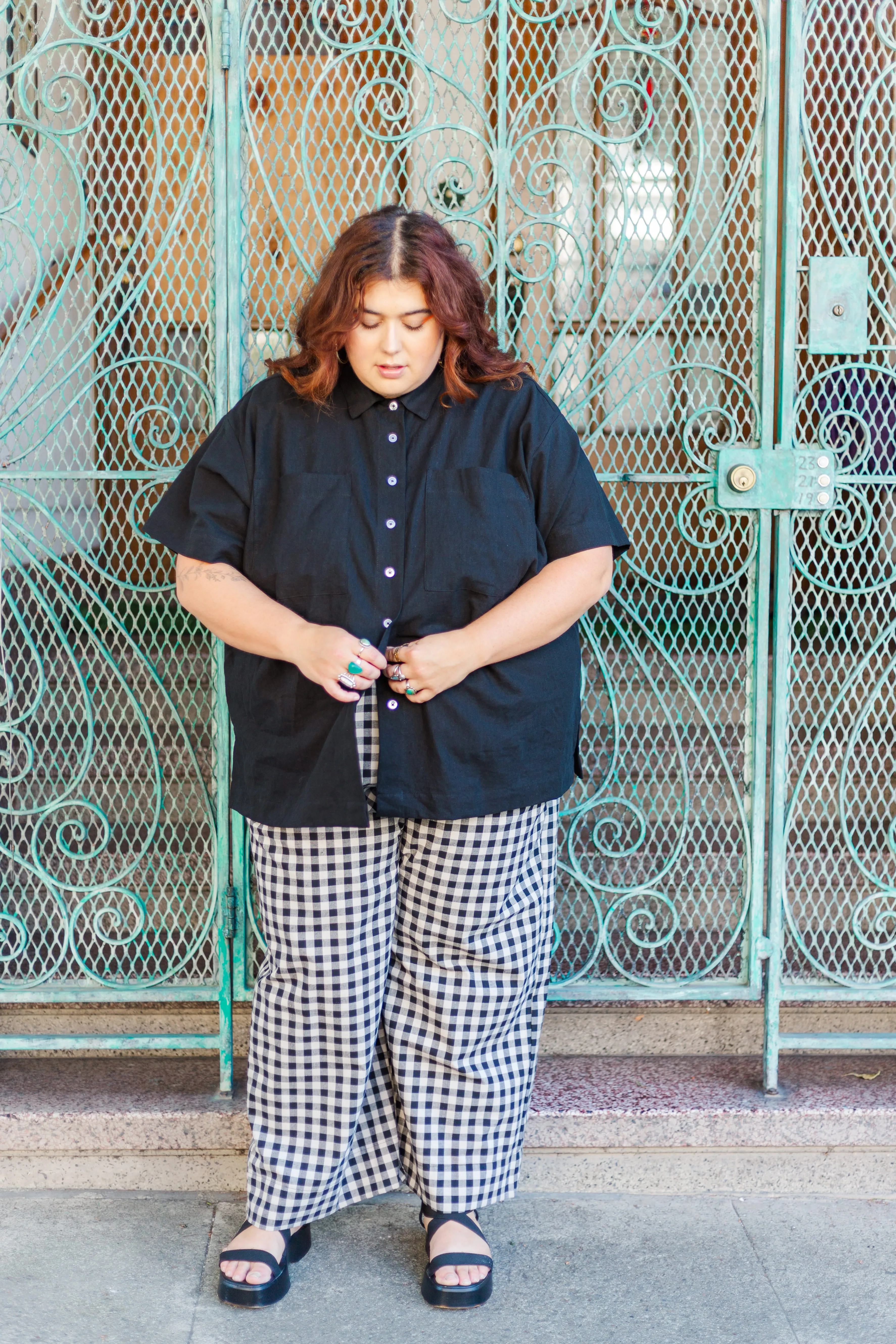 Boxy Collared Tunic in Black Cotton Linen (RTS)