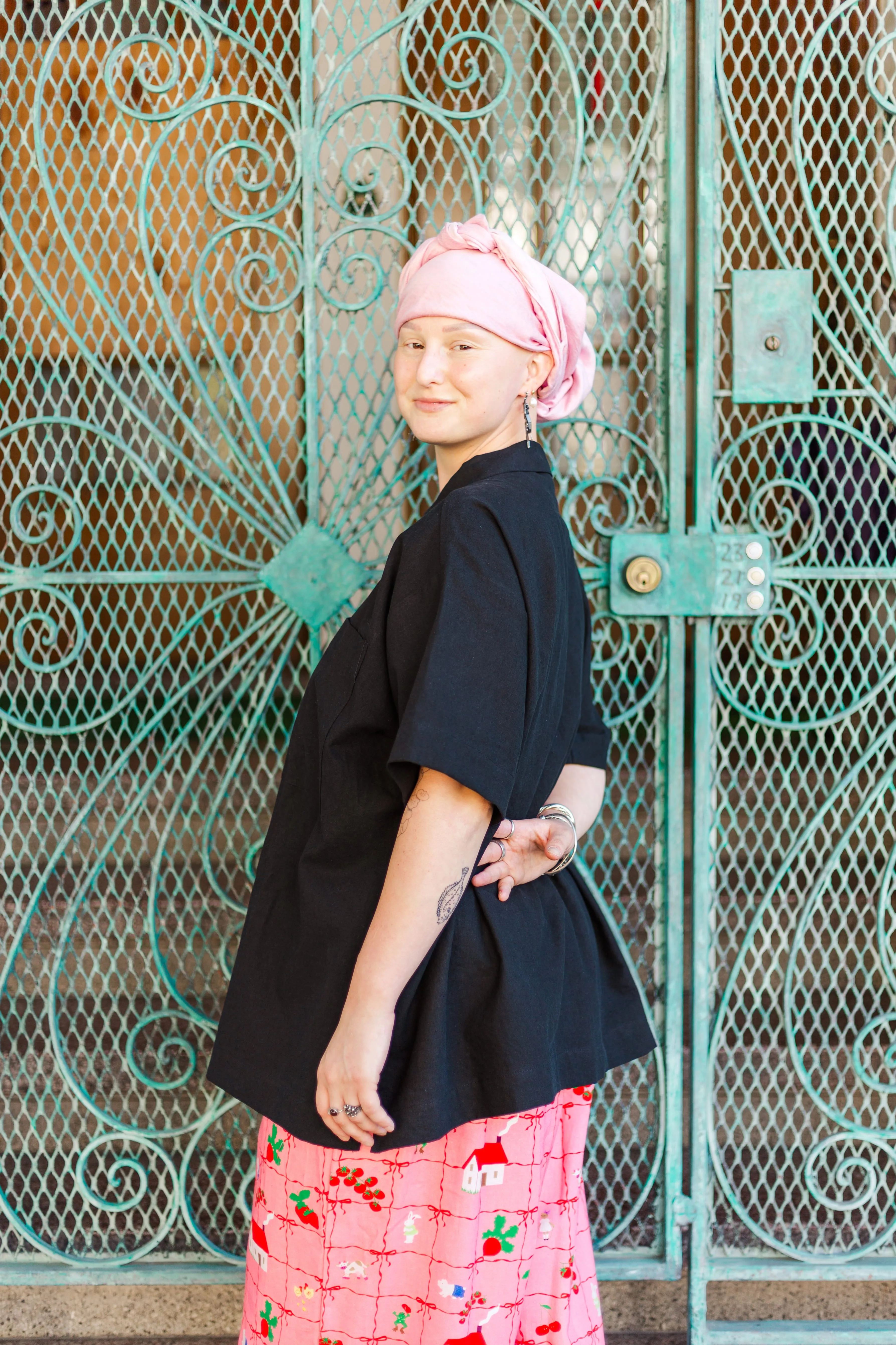 Boxy Collared Tunic in Black Cotton Linen (RTS)