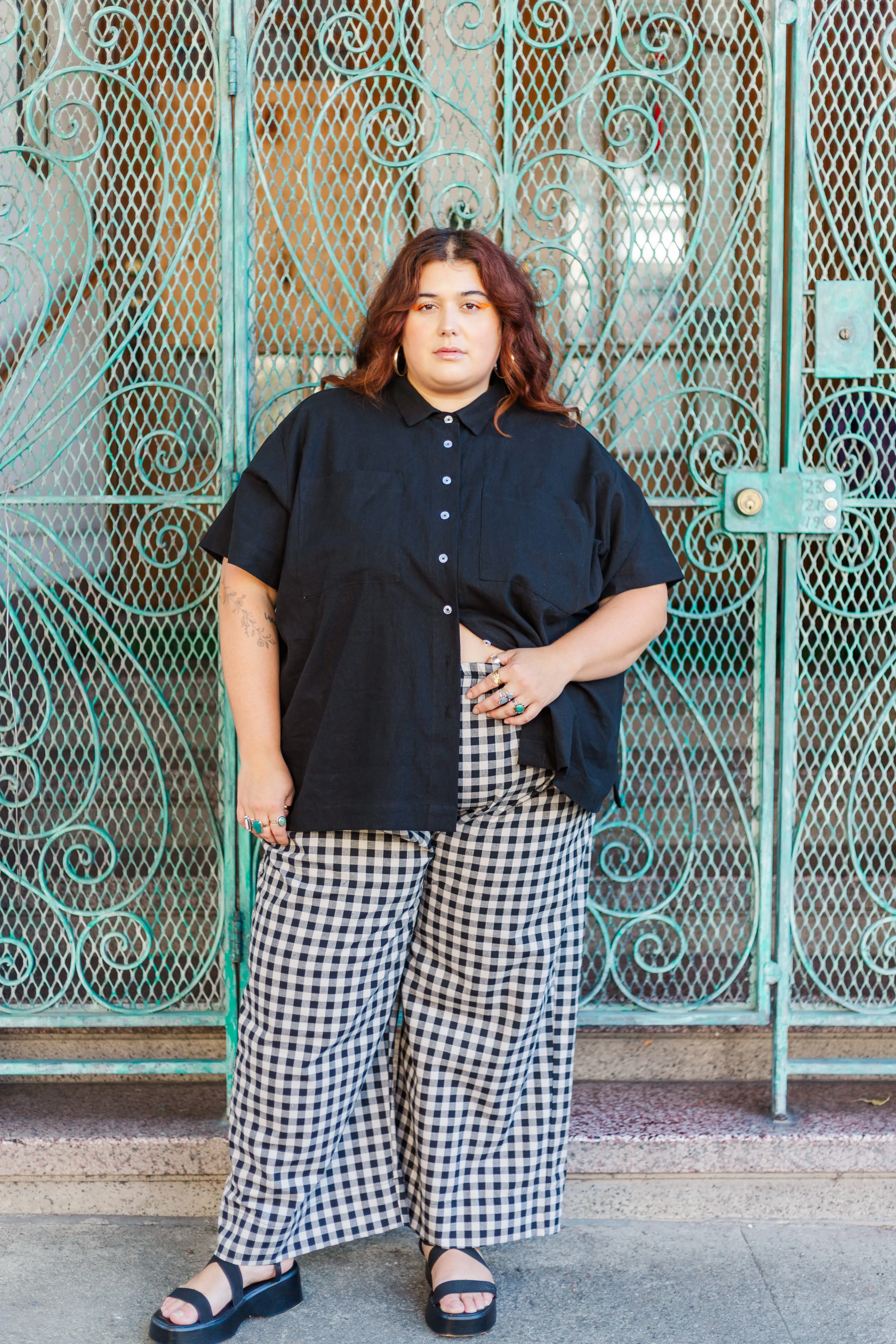Boxy Collared Tunic in Black Cotton Linen (RTS)