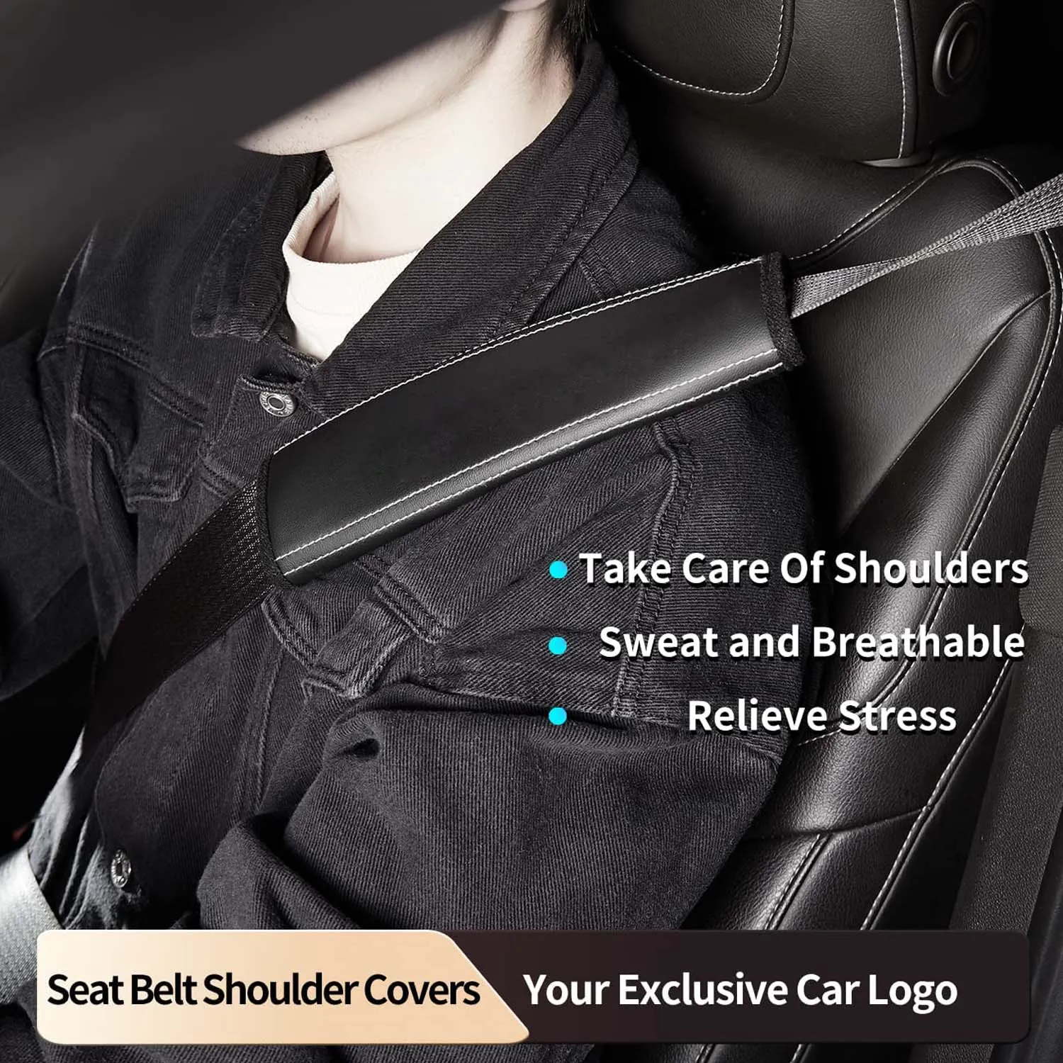 Car Seat Belt Covers (2PCS), Custom Fit For Your Cars, Microfiber Leather Seat Belt Shoulder Pads for More Comfortable Driving, Car Accessories MA13994