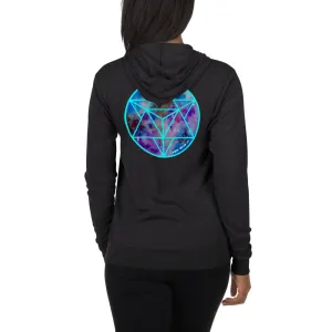 Celestial Merkabah CYAN Unisex zip hoodie