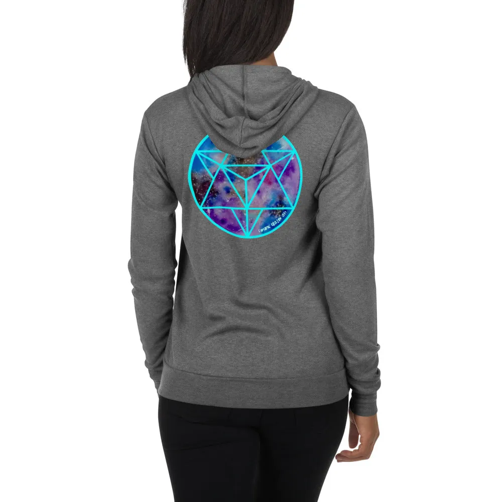 Celestial Merkabah CYAN Unisex zip hoodie