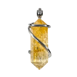 Citrine Handmade Crystal Pendant Wrapped in Silver