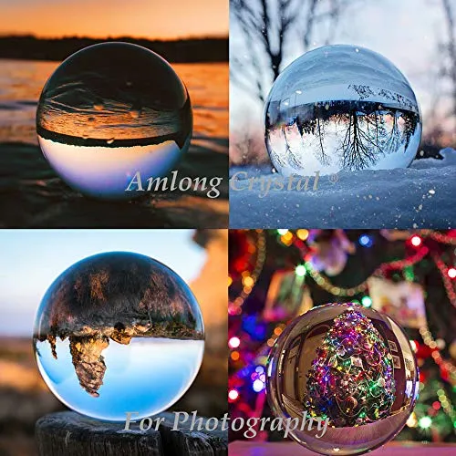 Clear Crystal Ball with Redwood Lion Resin Stand