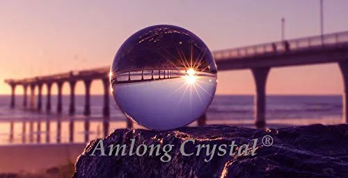 Clear Crystal Ball with Redwood Lion Resin Stand