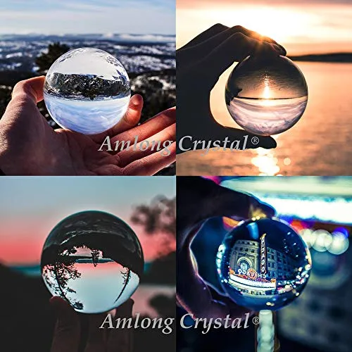 Clear Crystal Ball with Redwood Lion Resin Stand