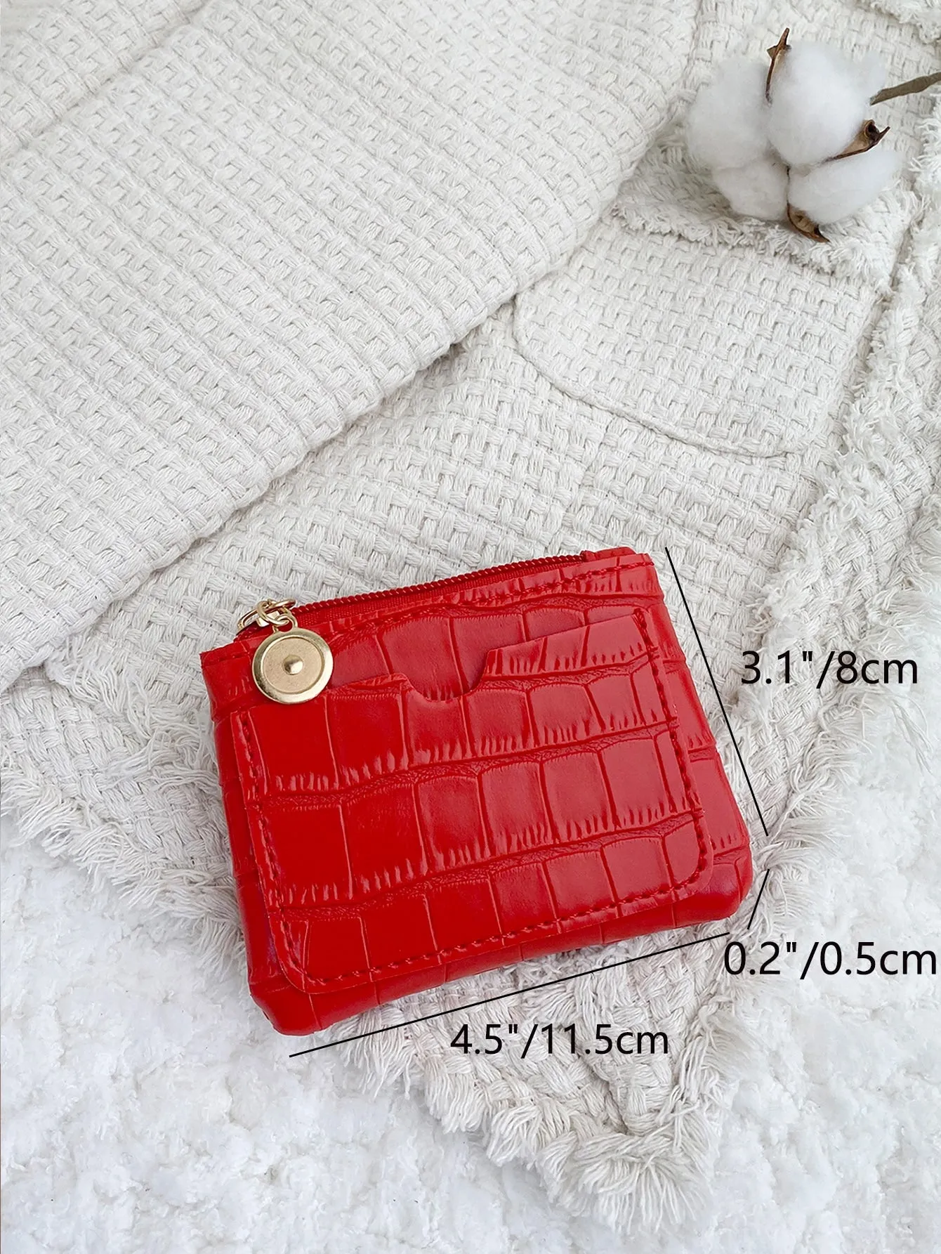Crocodile Embossed Coin Purse  - Red - FD ⚡