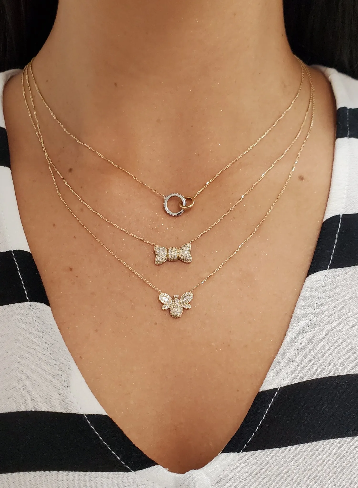 Diamond Pave Bow Necklace