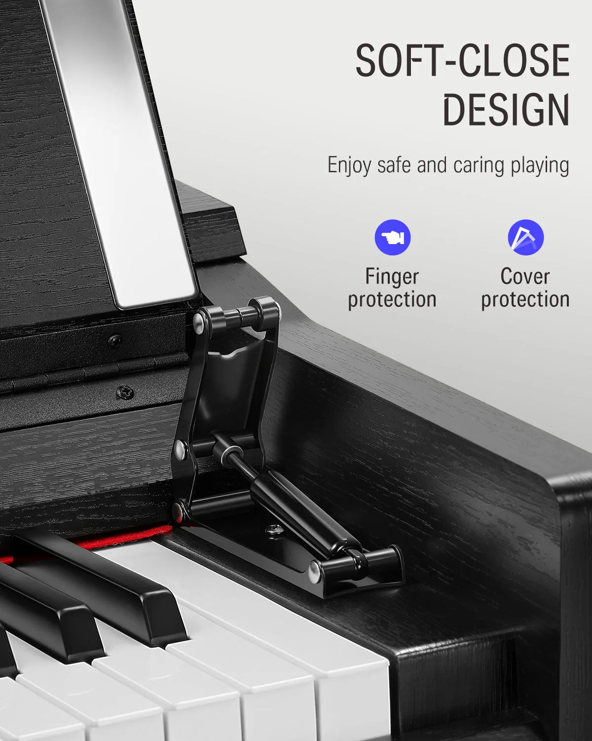 Donner DDP-90 Upright Digital Piano 88-Key Weighted Black and Flip Cover Design