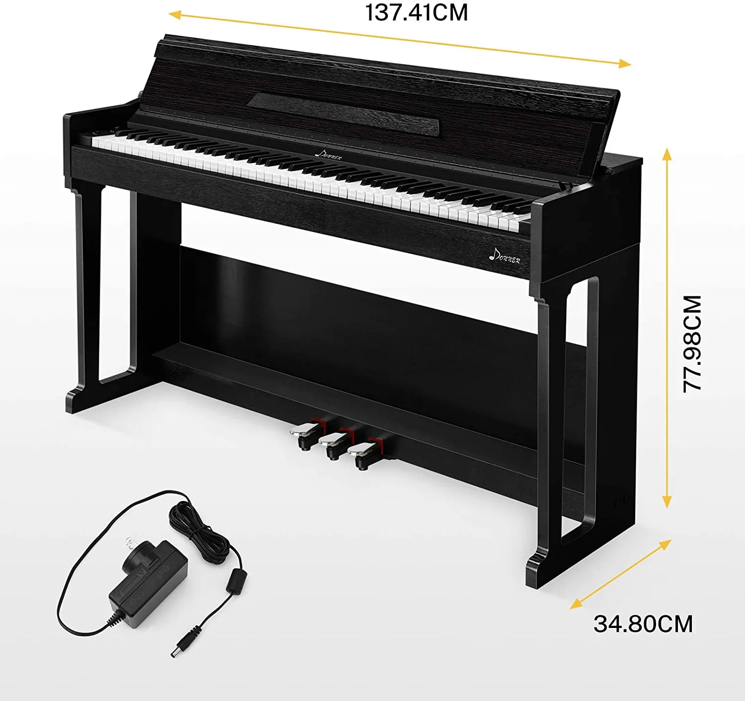 Donner DDP-90 Upright Digital Piano 88-Key Weighted Black and Flip Cover Design