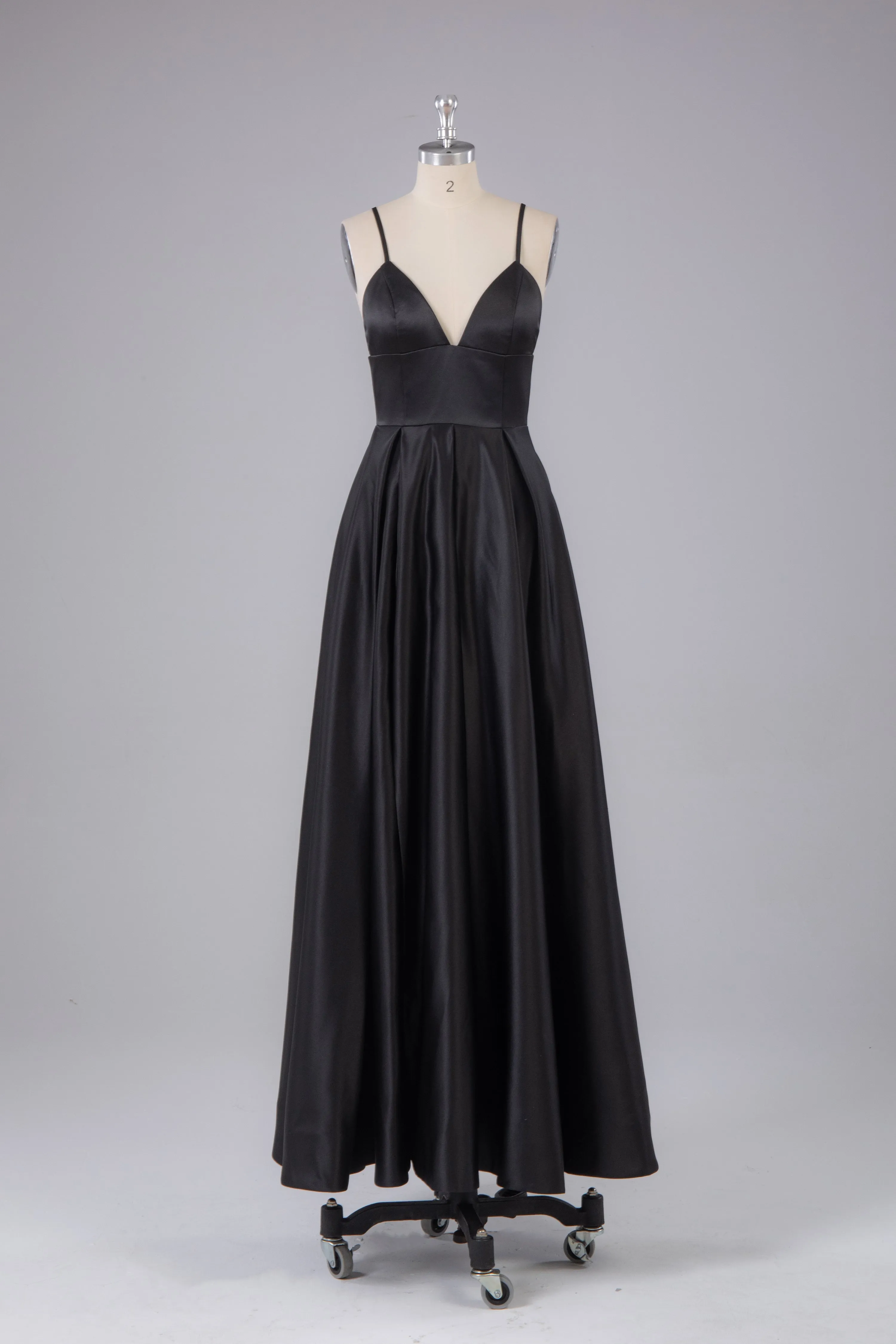 Elegant A Line Satin Spaghetti Straps Long Prom Dress