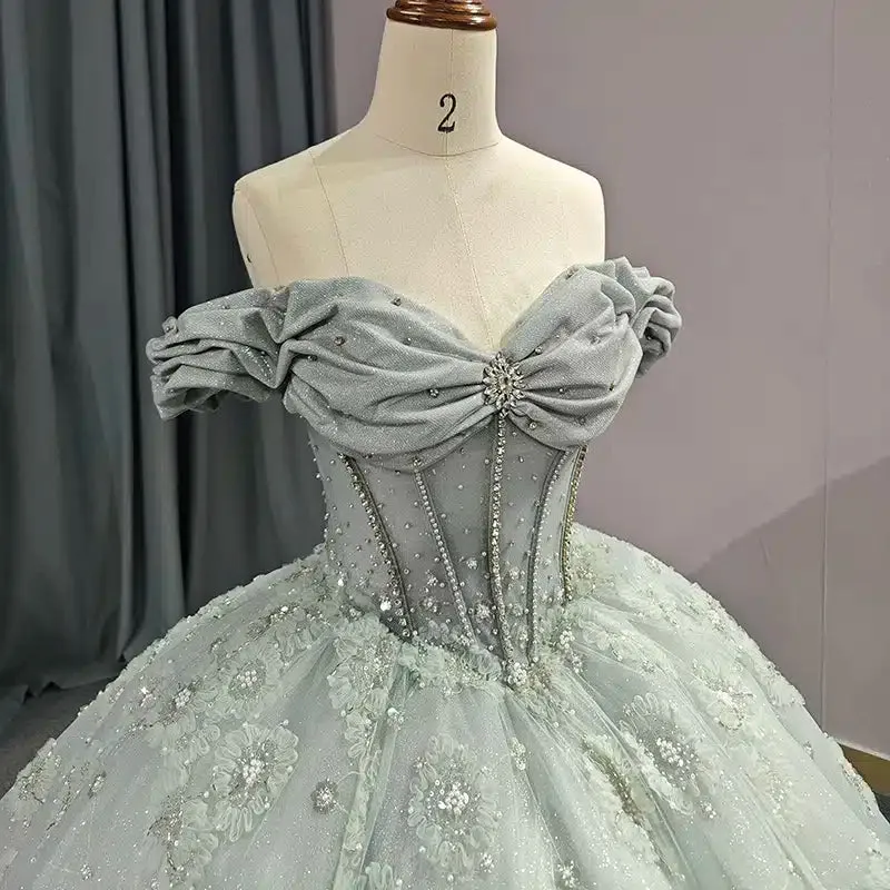 Elegant Grey Quinceanera Dresses Sweetheart Sleeveless Ball Gown Party Dresses