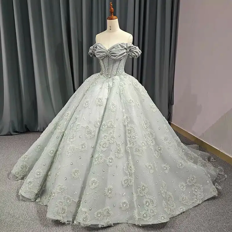 Elegant Grey Quinceanera Dresses Sweetheart Sleeveless Ball Gown Party Dresses