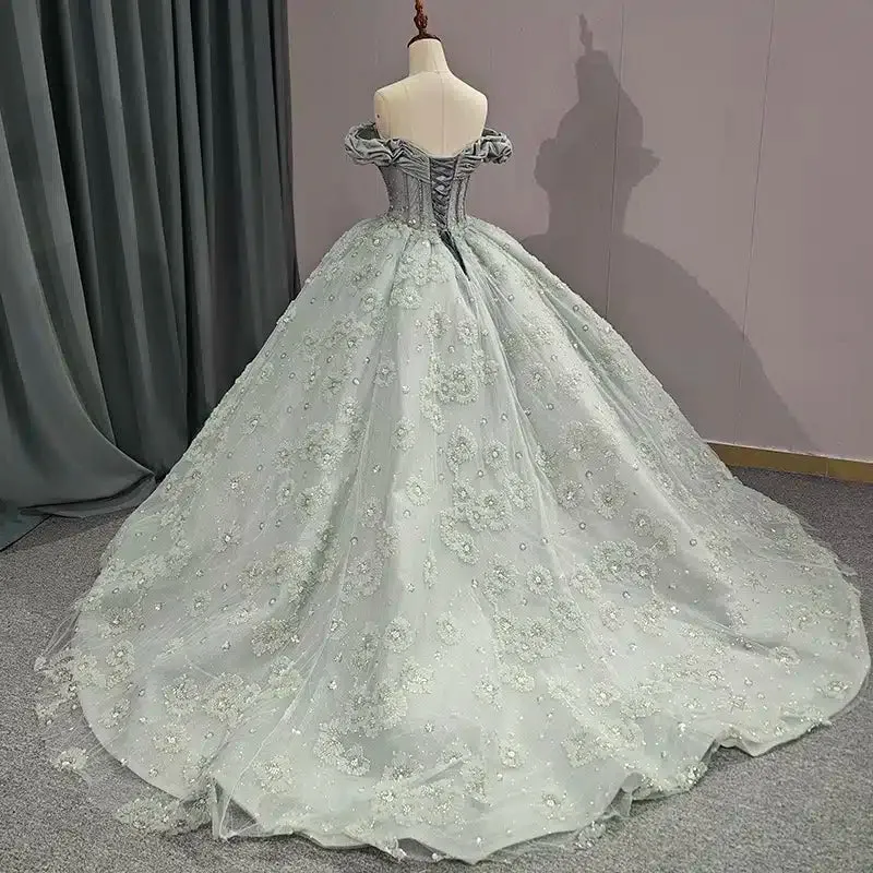 Elegant Grey Quinceanera Dresses Sweetheart Sleeveless Ball Gown Party Dresses