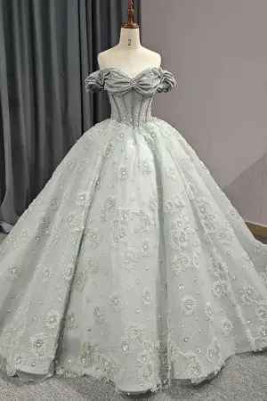 Elegant Grey Quinceanera Dresses Sweetheart Sleeveless Ball Gown Party Dresses