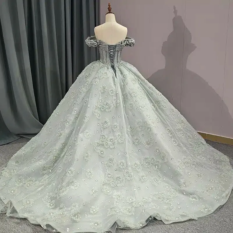 Elegant Grey Quinceanera Dresses Sweetheart Sleeveless Ball Gown Party Dresses