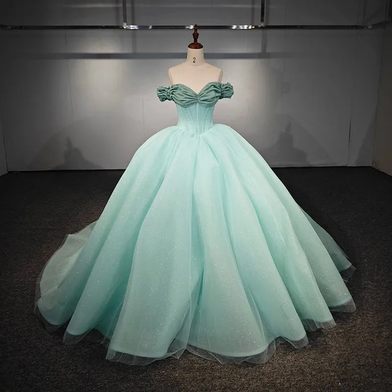 Elegant Off-the-shoulder Lace Up Ball Gown Quinceanera Dresses