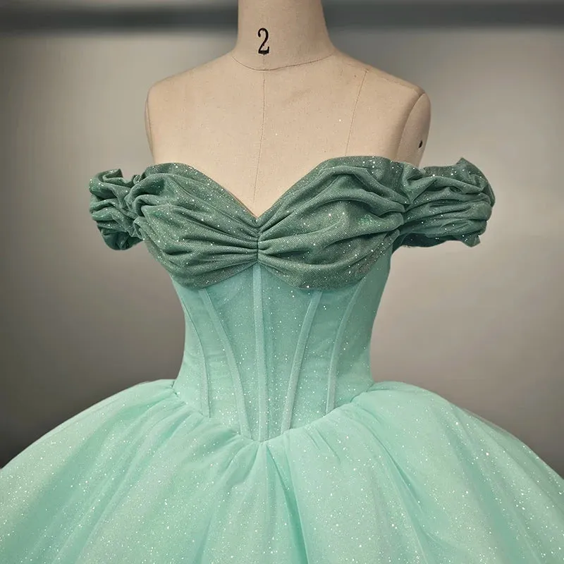 Elegant Off-the-shoulder Lace Up Ball Gown Quinceanera Dresses