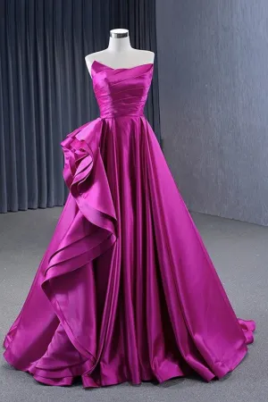 Elegant Strapless Quinceanera Dress Sleeveless Pleated Long Evening Party Dress