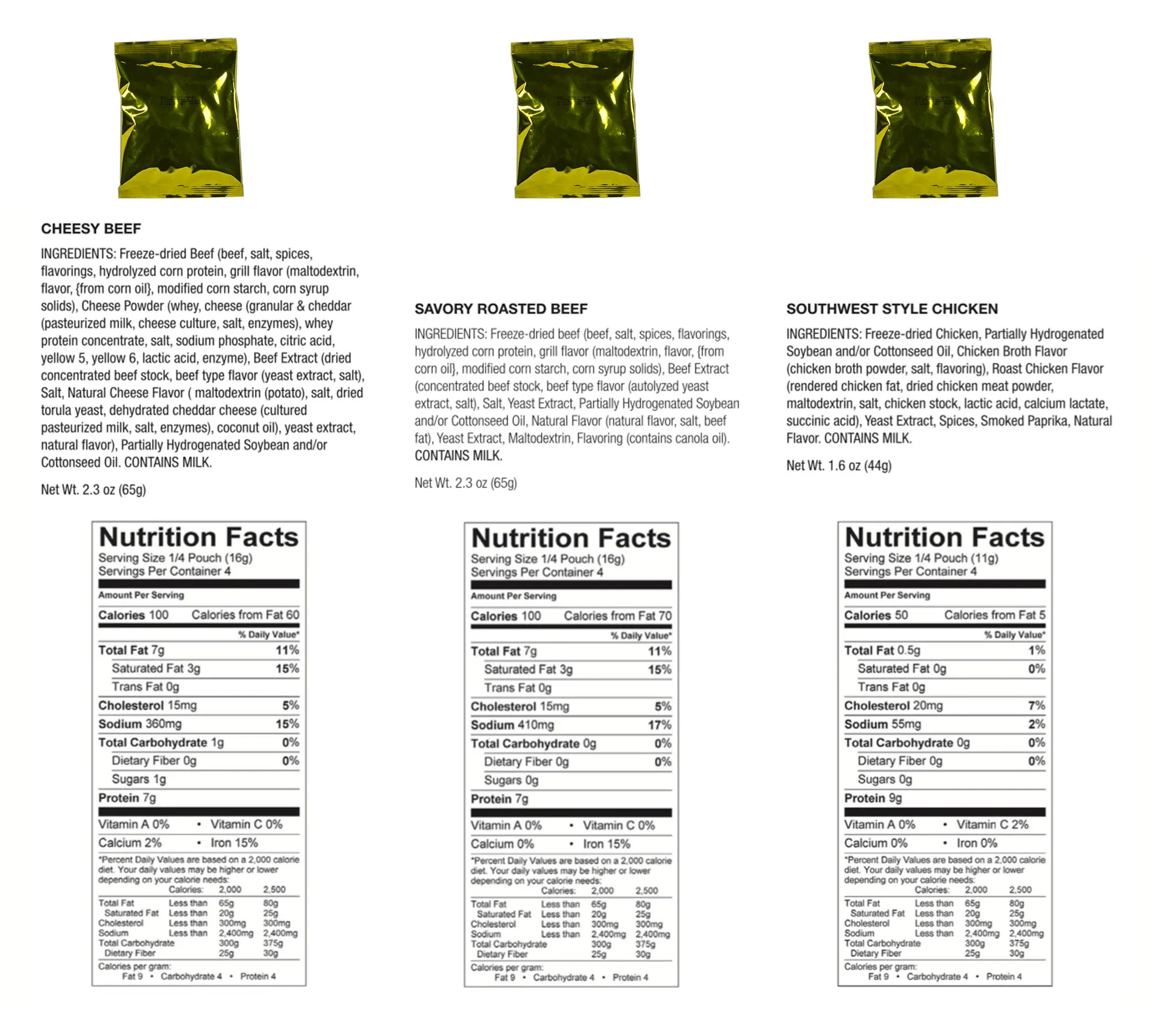 Emergency Freeze Dried Meat - 60 Servings ( 20 Bonus Rice Servings)